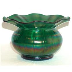 Czech Art Glass Iridescent Green vase 1910 #2105823