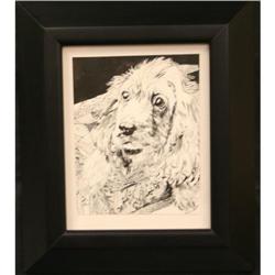 Puppy in Sewing Box by Rose Brown india ink #2105846