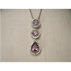 14K WG Amethyst Diamond Drop Pendant Necklace #2106342