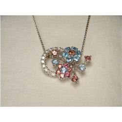 18K WG Tourmaline Topaz Diamond Floral Necklace#2106349
