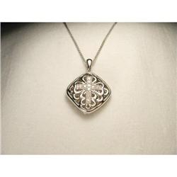 14K WG Diamond Cross Filigree Locket Pendant #2106352