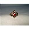 Image 1 : Antique 14K Pink Rose Gold Seed Pearl Ruby Ring#2106368