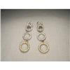Image 1 : 14K Gold 2-Tone Circle Diamond Drop Earrings #2106405