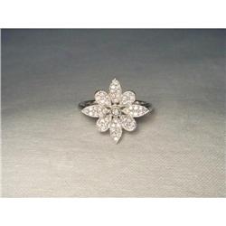 Estate 14K WG White Gold Diamond Flower Ring #2106414