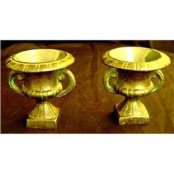 Pair of Antique  Faience Mini-Footed Urns #2106769