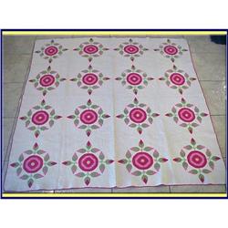 HANDMADE AMERICAN QUILT ROSE OF SHARON c1820 #2106775