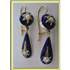 Image 1 : VICTORIAN DROP EARRINGS COBALT BLUE ENAMEL GOLD#2106776