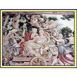 HANDMADE FIGURAL NEEDLEPOINT TAPESTRY ALLEGORY #2106797