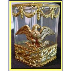 FRENCH GLASS & GOLD PERFUME BOTTLE EAGLE ACORNS#2106799