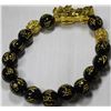 #39-BLACK OBSIDIAN DRAGON BEAD BRACELET 10mm