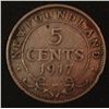 Image 1 : 1917 NEWFOUNDLAND SILVER 5 CENT "FISHSCALE"
