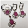 Image 1 : 162) SILVER RHODIUM PLATED RUBY(6.4CT) SET