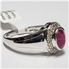 Image 2 : 192) SILVER WHITE TOPAZ RUBY(0.9CT) RING, SIZE 9