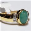 Image 1 : 166) SILVER DIAMOND & EMERALD RING, SIZE 6.5