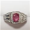 Image 1 : 189) SILVER RUBY RING, SIZE 7