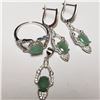 Image 1 : 152) SILVER RHODIUM PLATED EMERALD EARRINGS,