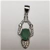 Image 2 : 152) SILVER RHODIUM PLATED EMERALD EARRINGS,