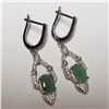 Image 3 : 152) SILVER RHODIUM PLATED EMERALD EARRINGS,