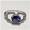 Image 1 : 157) SILVER RHODIUM PLATED SAPPHIRE SET