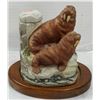 Image 1 : WALRUS WITH WOODEN BASE