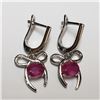 Image 3 : 169) SILVER RHODIUM PLATED RUBY SET, EARRINGS,