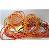 Image 1 : 2 ORANGE EXTENSIONS CORDS WITH 3 WAY PLUGS