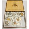 CIGAR BOX OF COLLECTORS MEDALLIONS