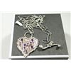 Image 1 : STERLING SILVER .925 AMETHYST HEART NECKLACE