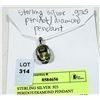 Image 1 : STERLING SILVER .925 PERIDOT + DIAMOND PENDANT