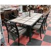 Image 1 : TILE TOP PATIO TABLE W/ 6 ARM CHAIRS & UMBRELLA