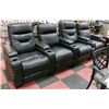 Image 1 : BLACK LEATHER HOME THEATER SEATING W/2 ADAPTORS