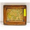 Image 1 : 1910 HAND CARVED FRAME WITH VINTAGE ASIA MAP