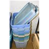 10 RUBBERMAID TOTES AND 7 LIDS