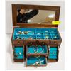 Image 1 : LARGE WOOD JEWELRY BOX FULL OF JEWELRY
