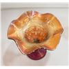 Image 3 : CARNIVAL GLASS - FOOTED BOWL AMBER COLOURED +