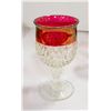 Image 2 : DIAMOND POINT RUBY FLASH DECANTER W/ 6 GOBLETS