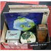 Image 1 : FLAT OF ASSORTED COLLECTIBLE TINS + RECORDS