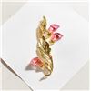 Image 1 : VINTAGE GOLD TONE LILY BROOCH W/ PINK STONES