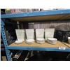 Image 2 : 4 WHITE BINS OF PLATINUM RIMMED SIDE PLATES & 3 CRATES OF PLATINUM RIMMED SAUCERS
