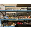 Image 1 : SHELF OF ASSORTED HARLEY-DAVIDSON COLLECTOR DIECAST BIKES, MOTORCYCLE STATUES, LAMPS & TOYS
