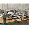 Image 2 : PALLET OF ADJUSTABLE PRODUCT SHELVING WITH 20 UPRIGHTS, 60 WOOD SHELF INSERTS, AND CROSS BEAMS