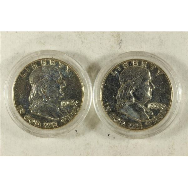 1962-D & 1963-D FRANKLIN HALF DOLLARS POLISHED