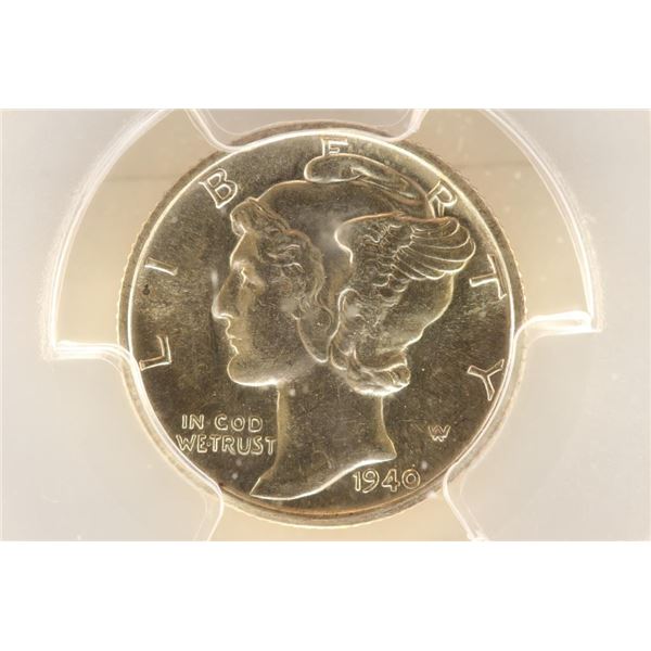 1940-S MERCURY DIME PCGS AU58