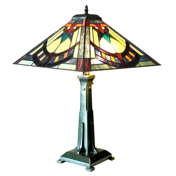 Mission Style Stained Art Glass Lamp