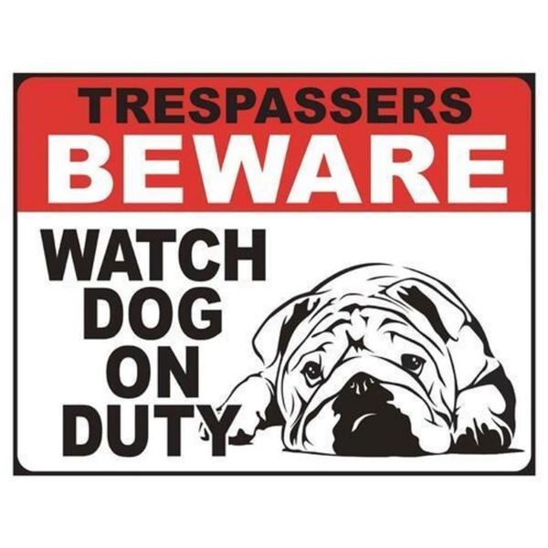 Beware - Dog On Duty Metal Pub Bar Sign