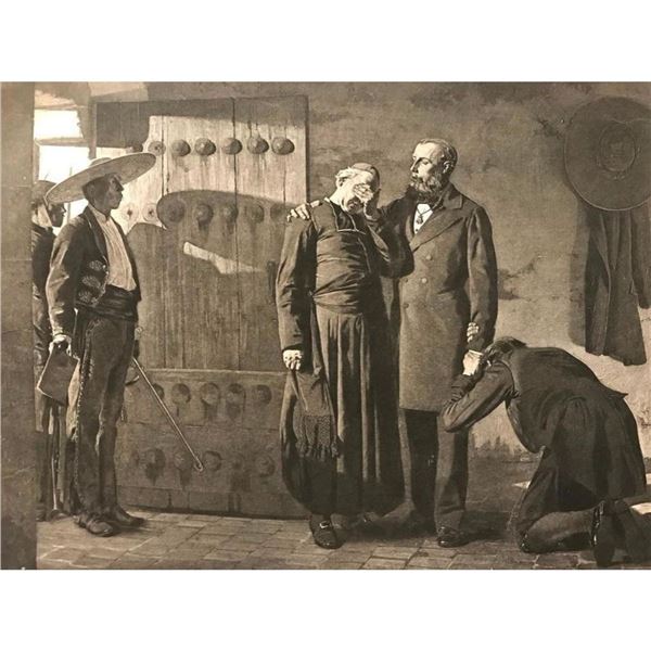 Rare 19thc Engraving, Last Moments of Maximilian