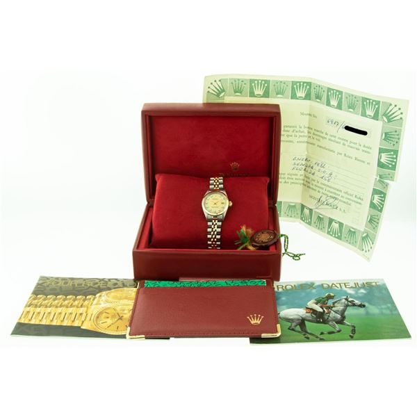Rolex Datejust 26 Original Champagne Diamond Box Papers 18K/SS Yellow Gold Compl