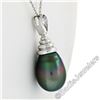 Image 5 : 18kt White Gold Tahitian Black Pearl and 0.60 ctw Diamond Pendant Necklace