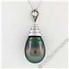 Image 6 : 18kt White Gold Tahitian Black Pearl and 0.60 ctw Diamond Pendant Necklace