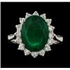 Image 2 : 4.60 ctw Emerald and Diamond Ring - 14KT White Gold